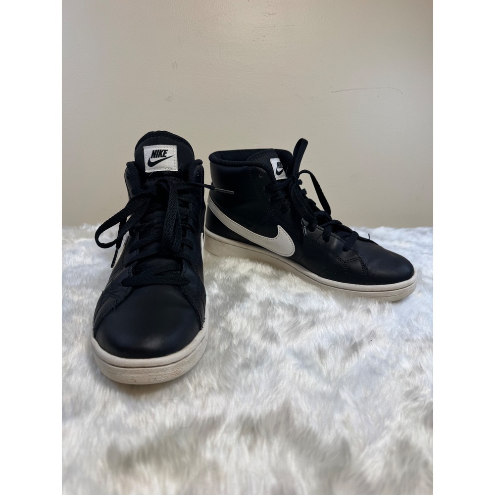 Nike Court Royale Mid Mens Black White Leather High Top Sneakers - Picture 7 of 9
